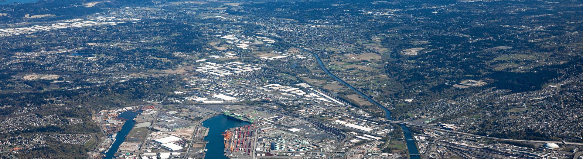 Aerial shot of the Port of Tacoma