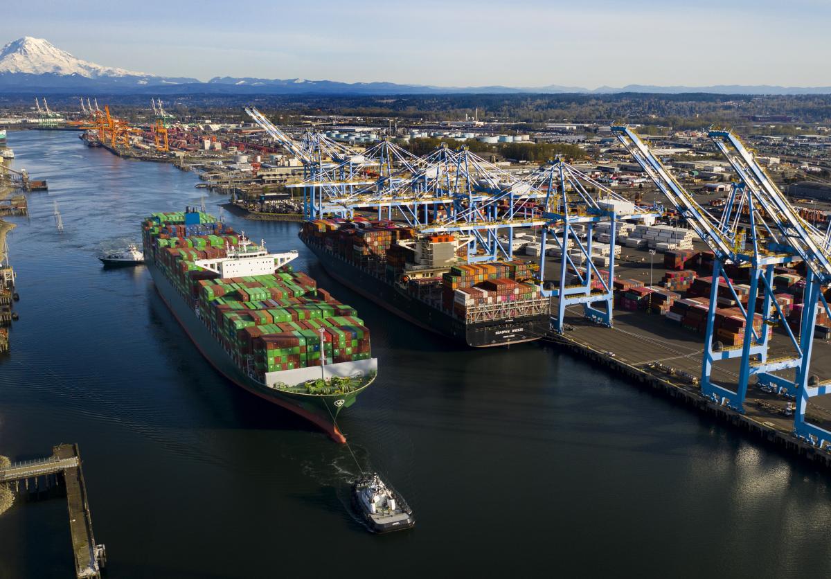 The Blair Waterway and Mount Rainier