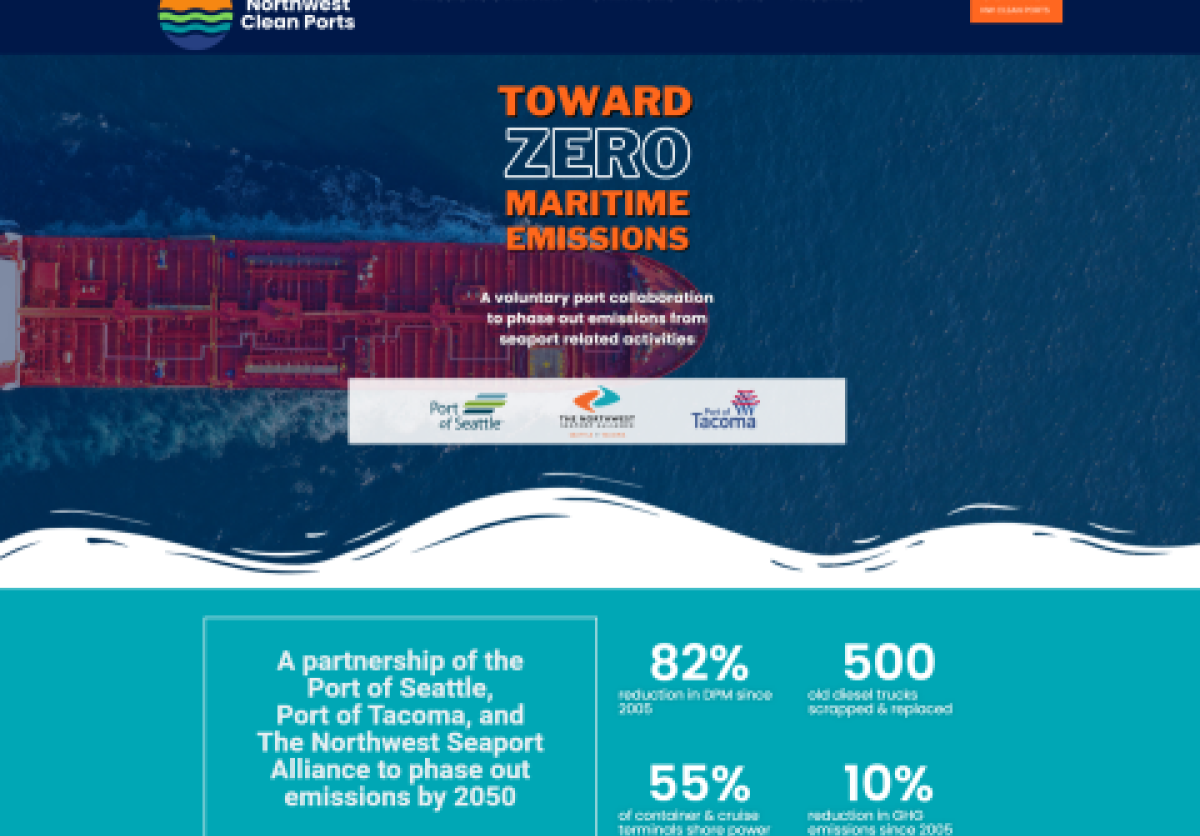 A screenshot of the Northwest Clean Ports website homepage.